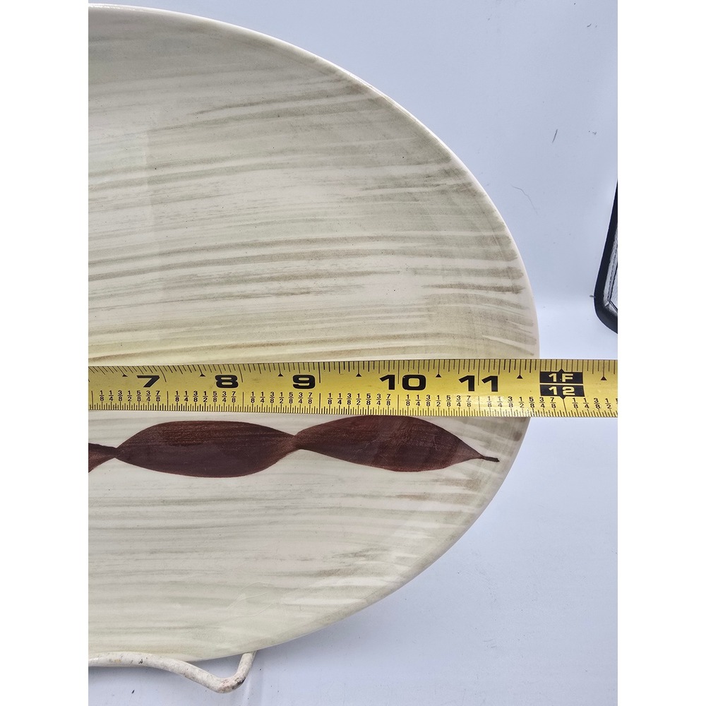 RARE Vintage Brown Cross Brushstroke Background  PLATTER Prim‎ Rose China - Picture 10 of 12